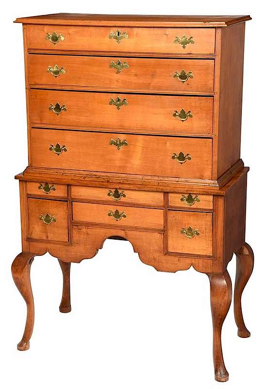 Appraisal: American Queen Anne Maple High Chest New England th century