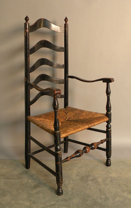 Appraisal: Delaware Valley five slat ladderback armchair th c