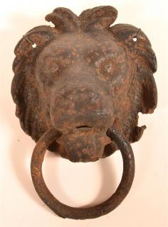 Appraisal: th Century Cast Iron Lion Head Wall Mount Hitching Ring