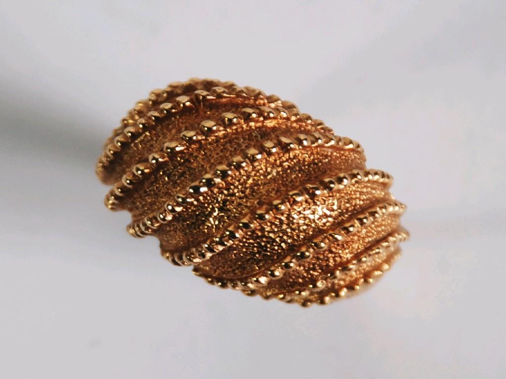 Appraisal: ct GOLD DRESS RING with large domed and spirally beaded