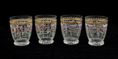 Appraisal: A Set of Four Enameled Cordials Possibly by J L