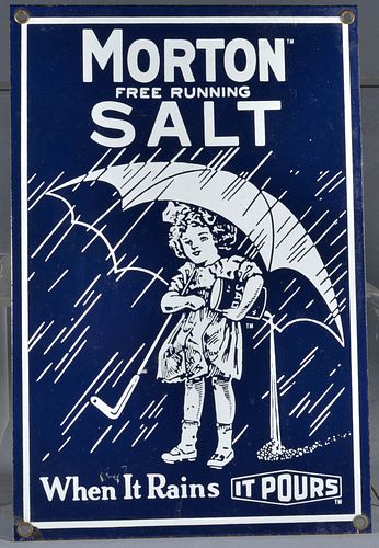 Appraisal: MORTON SALT SMALL SIGNage unknown great condition Condition all items