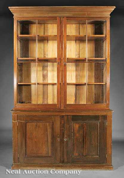 Appraisal: An Antique American Pine and Mixed Woods Bookcase probably Southern