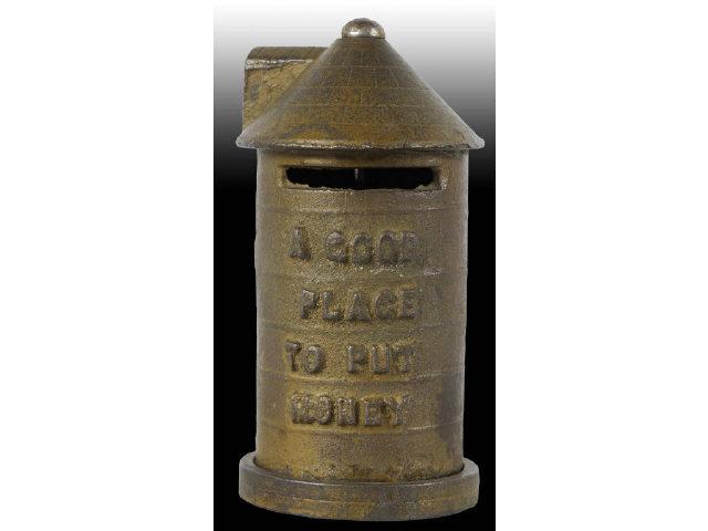 Appraisal: Cast Iron Indiana Silo Still Bank Description Made in the