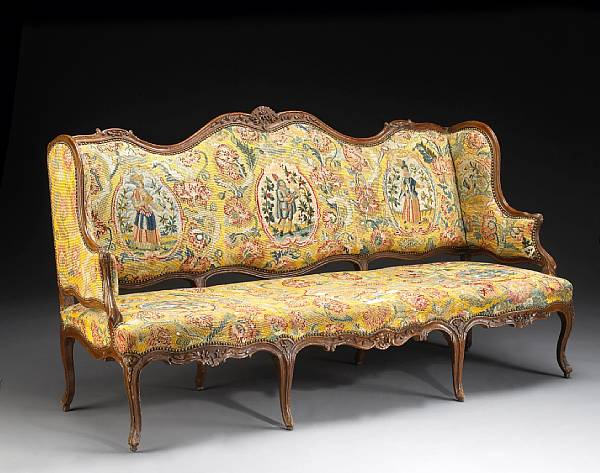 Appraisal: A Louis XV style carved beechwood canap first half th