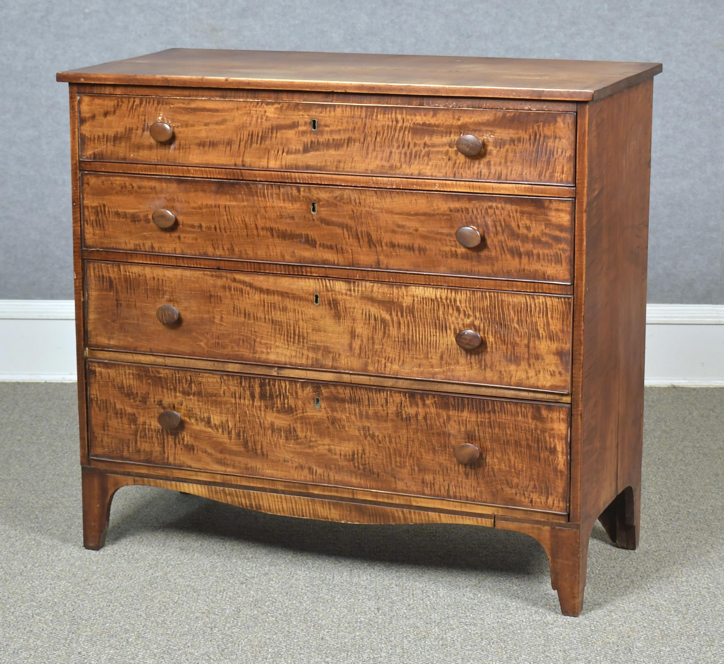 Appraisal: EARLY TH C FEDERAL TIGER MAPLE CHEST Ca two board