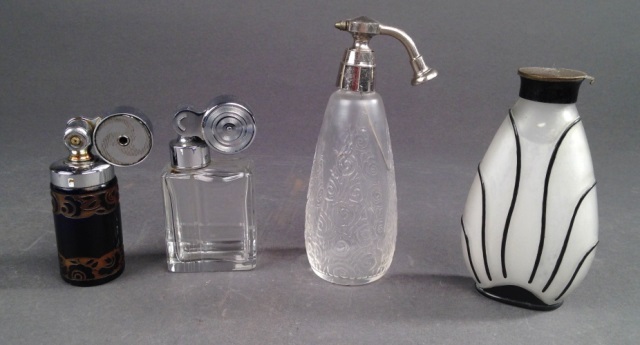 Appraisal: Assortment of Four Perfume Vanity Accessories Including three atomizers and