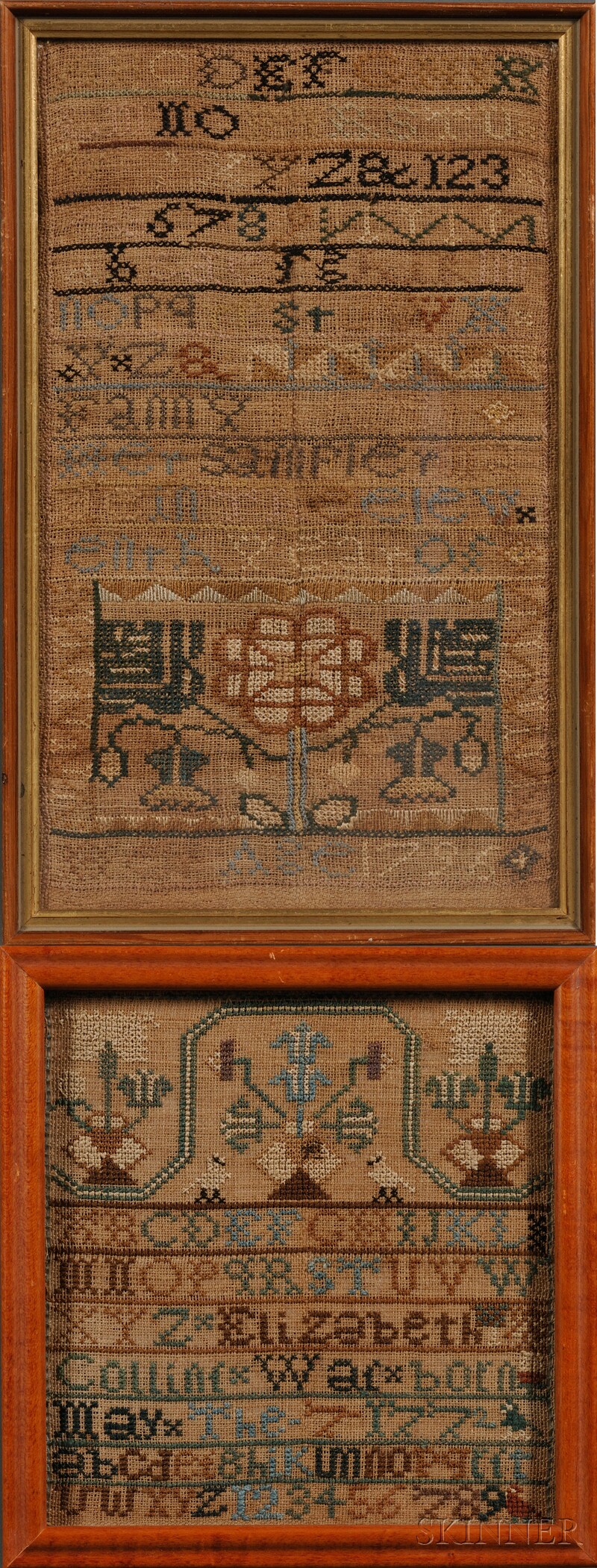 Appraisal: Two Needlework Samplers reportedly Rhode Island late th century both