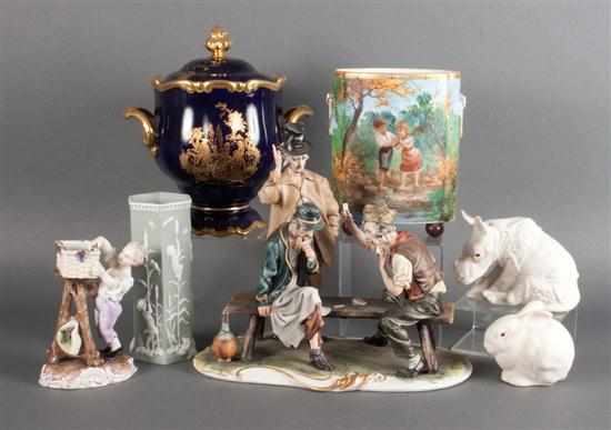 Appraisal: Assorted porcelain figures figural group and vases including Capodimonte porcelain