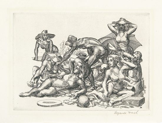 Appraisal: REGINALD MARSH Beach Picnic Engraving x mm x inches full