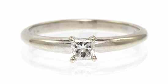 Appraisal: A Karat White Gold and Diamond Solitaire Ring containing one