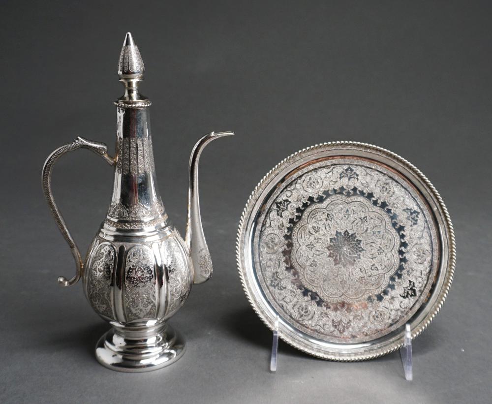 Appraisal: Persian -Silver Ewer and Tray Gross ozt