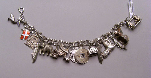 Appraisal: Sterling silver charm bracelet with charms to include a sphinx