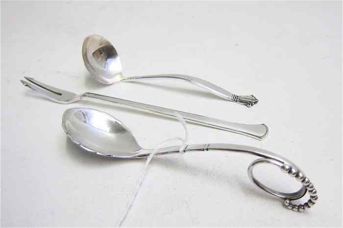 Appraisal: GEORG JENSEN OTHER STERLING FLATWARE pieces Georg Jensen sugar spoon