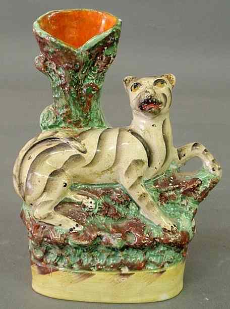 Appraisal: Staffordshire tiger spill vase th c h