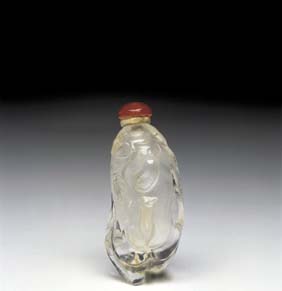 Appraisal: ANTIQUE ROCK CRYSTAL SNUFF BOTTLE Well hollowed and antique Chinese