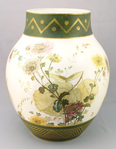 Appraisal: LARGE HAND PAINTED WEDGWOOD JARDINIERE Fern and fauna design Impressed