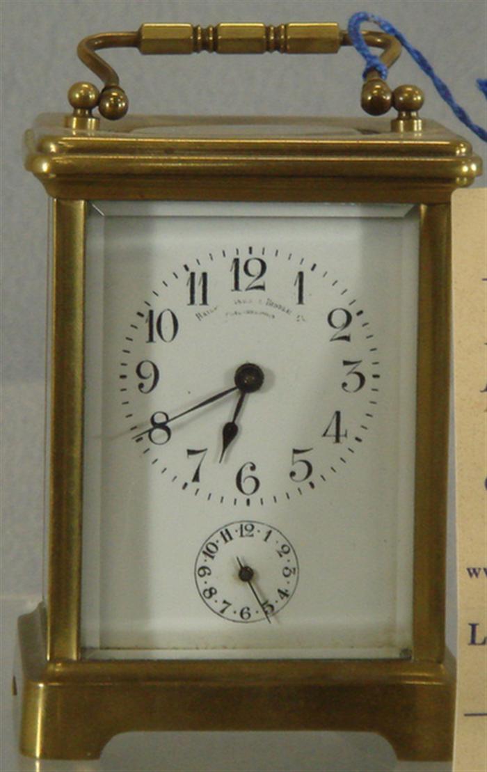 Appraisal: French carriage clock running alarm runs on h key retailed