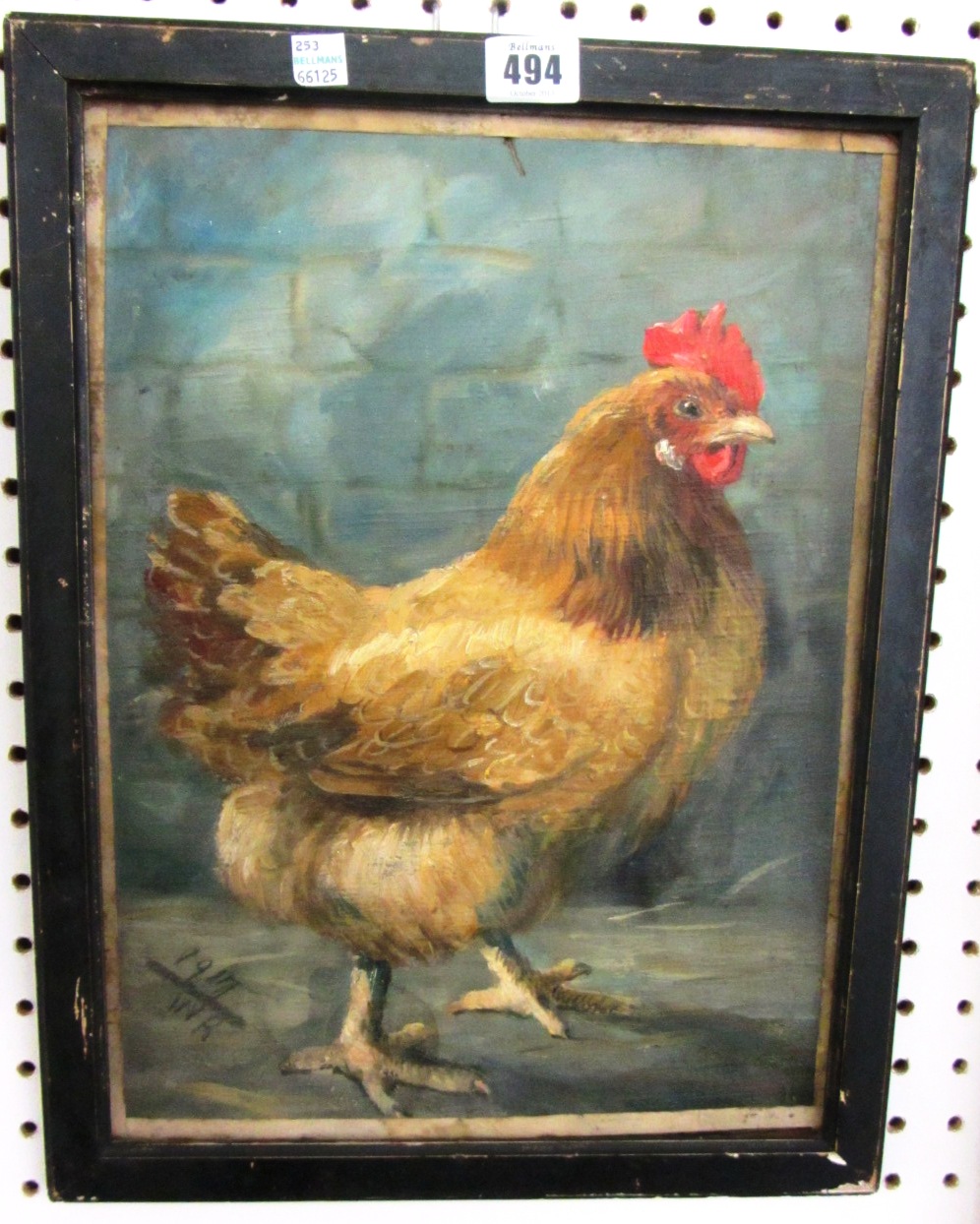 Appraisal: W R early th century Hen oil on canvas laid