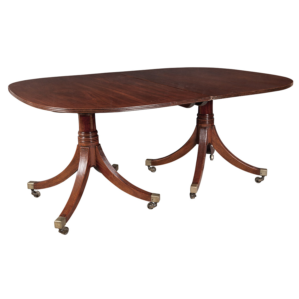 Appraisal: George III Mahogany Double-Pedestal Dining Table The rectangular top with