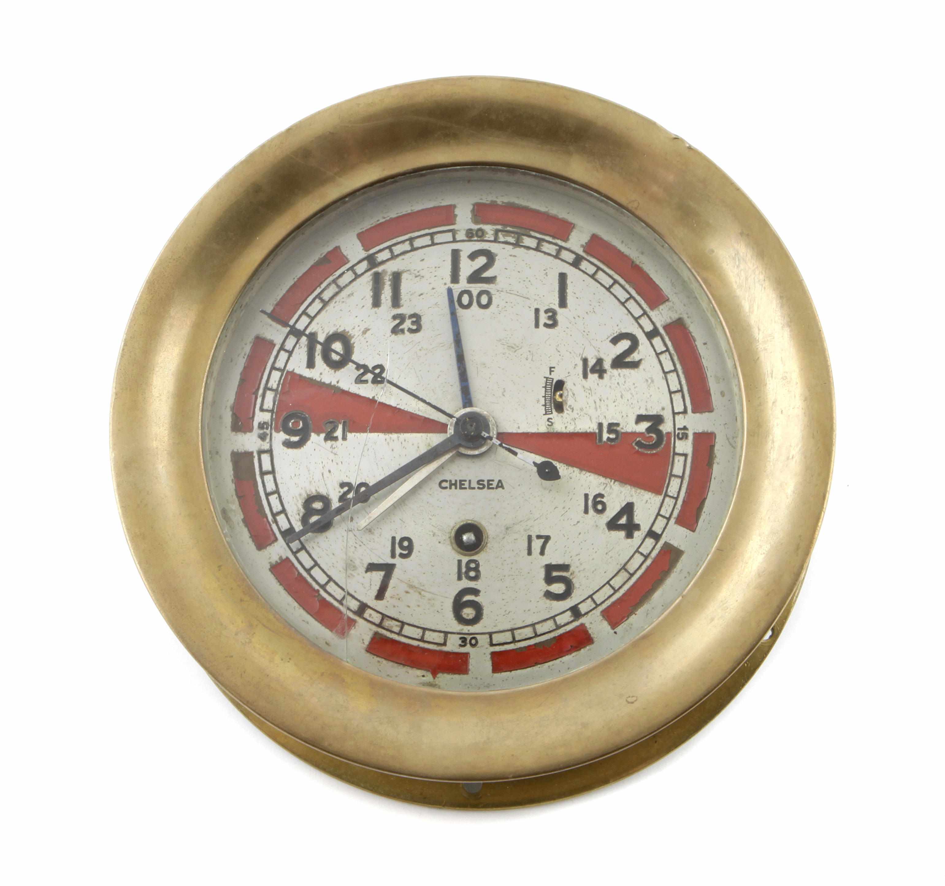 Appraisal: A Chelsea brass bulk head timepiece Imprinted diameter in