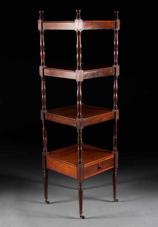 Appraisal: George IV mahogany etagere circa four shelves and single drawer