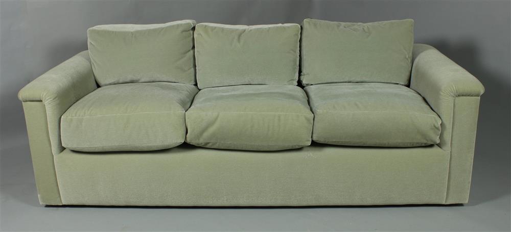 Appraisal: J ROBERT SCOTT CELADON MOHAIR VELVET SOFA EN SUITE ESTATE