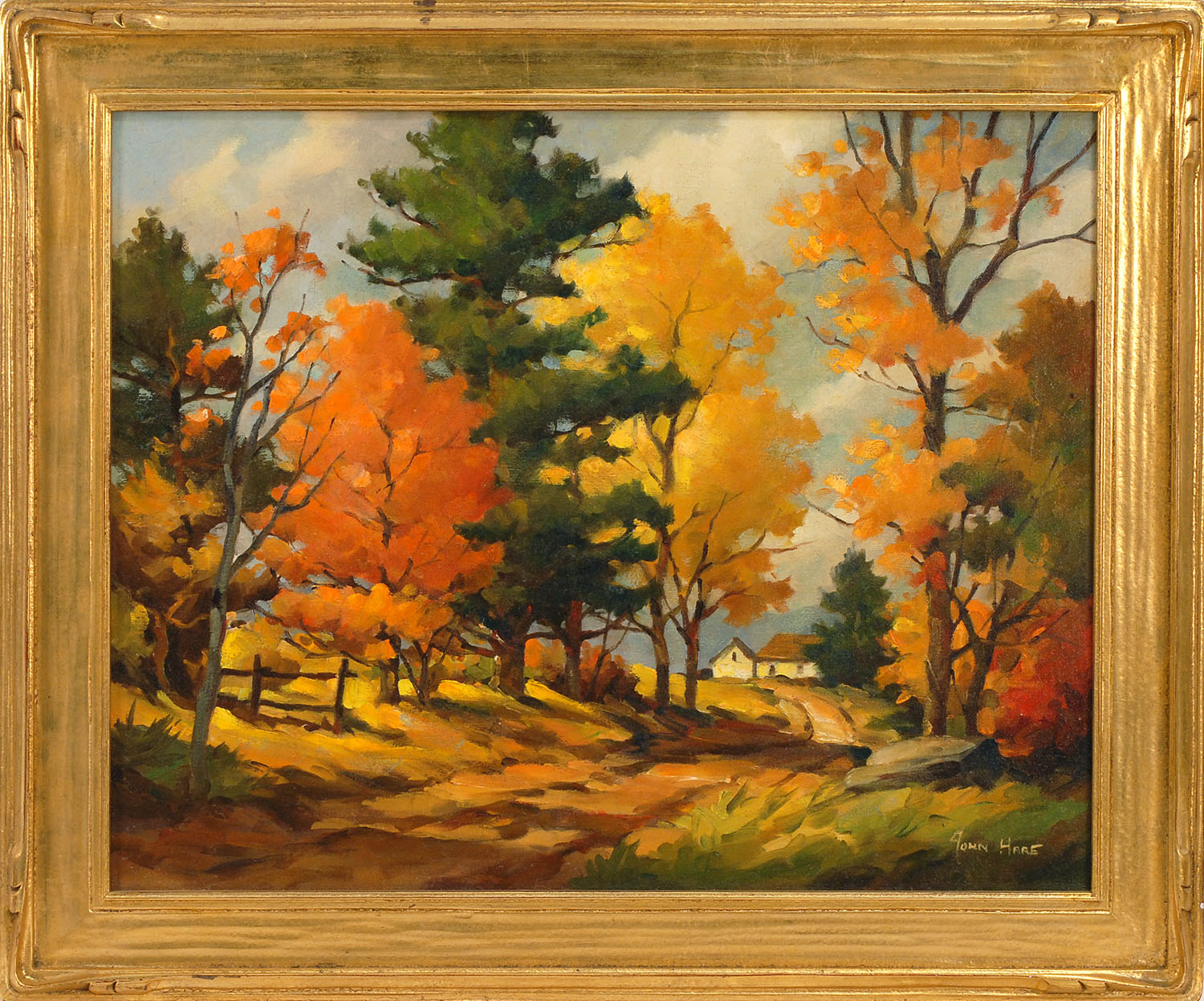 Appraisal: JOHN CUTHBERT HAREAmerican - Autumnal scene Signed lower right John