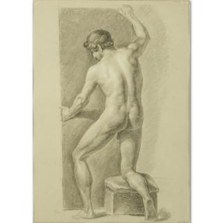 Appraisal: th Century Graphite and Pastel On Paper Nude Male Figure