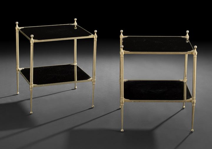 Appraisal: Pair of French Art Moderne Gilt-Metal and Glass End Tables