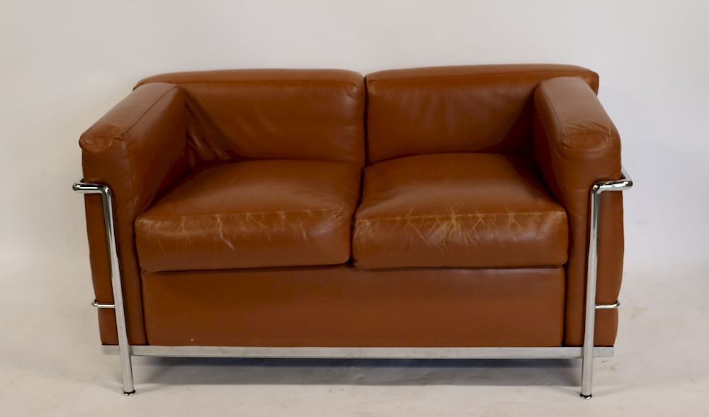 Appraisal: Vintage Corbusier Leather Upholstered Settee Nice quality comfy and apparently