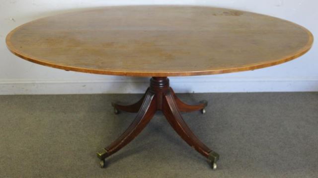 Appraisal: Antique Mahogany Tilt Top Breakfast Table Banded edge From a