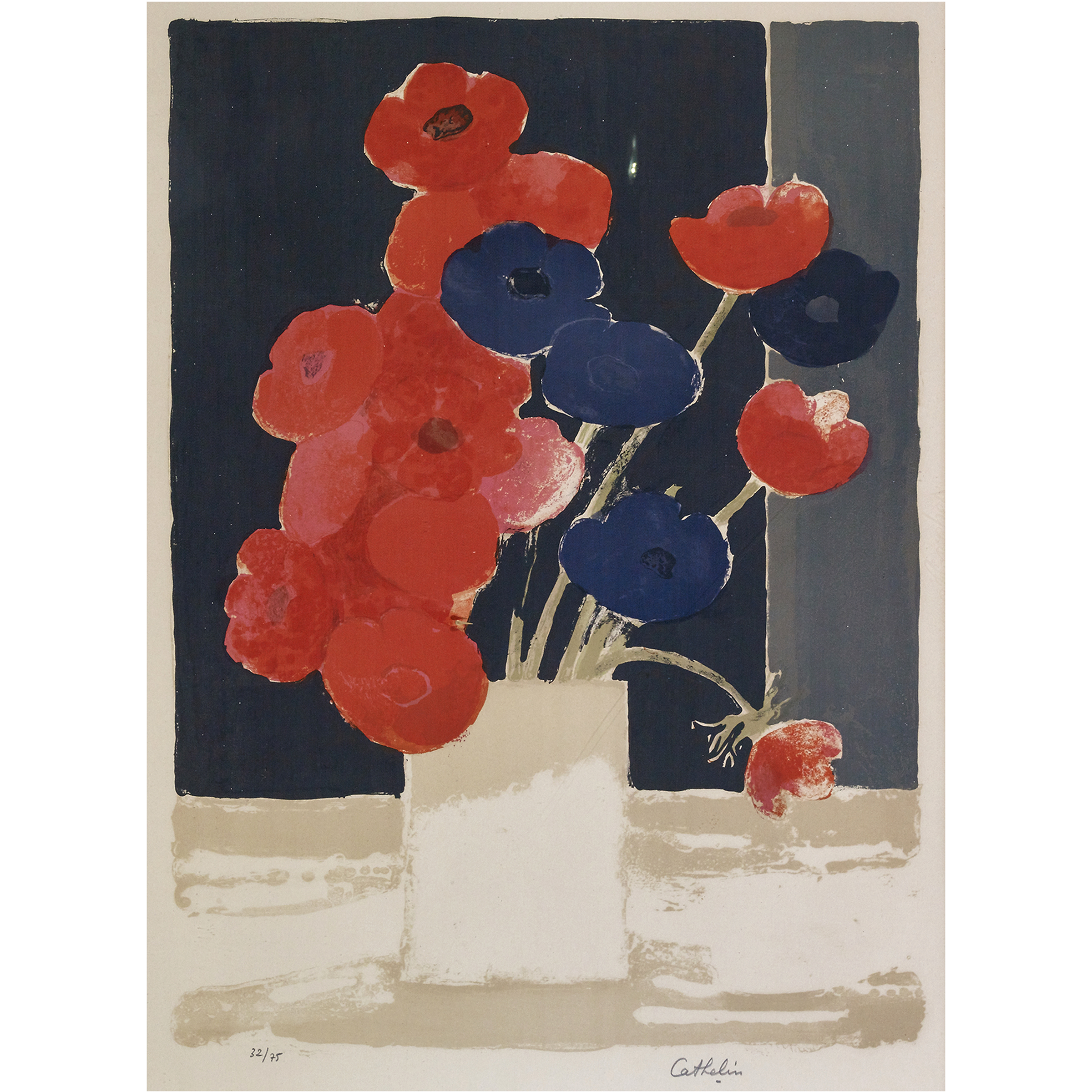 Appraisal: PRINT BERNART CATHELIN Bernart Cathelin French - Untitled flowers lithograph