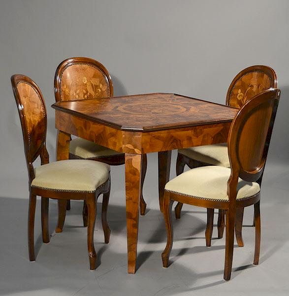 Appraisal: Card Table with Four Matching Chairs Card table and four