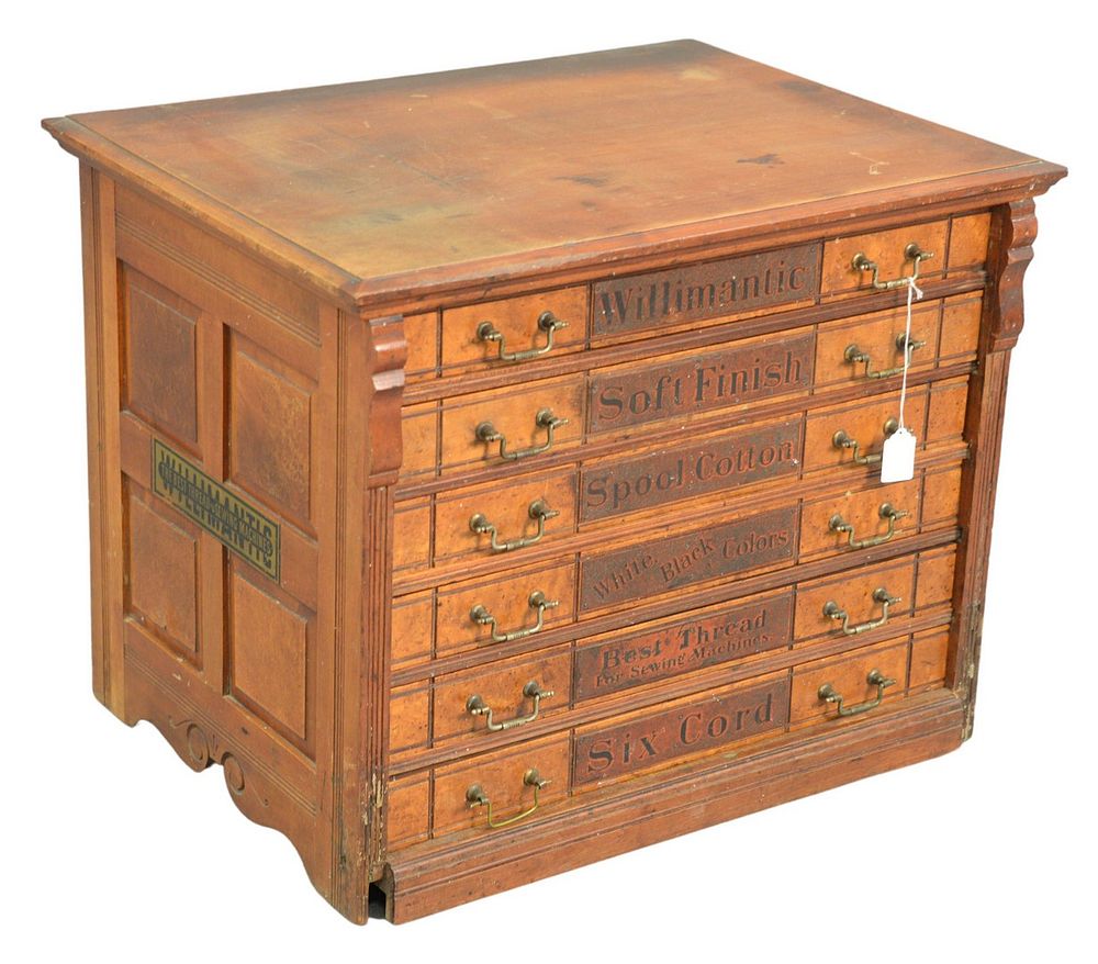 Appraisal: Six Drawer Willimantic Spool Cabinet having original stenciling and handles