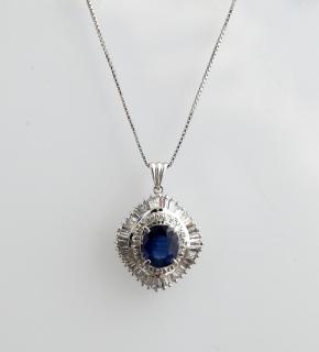 Appraisal: K White Gold Pendant with an oval carat blu K