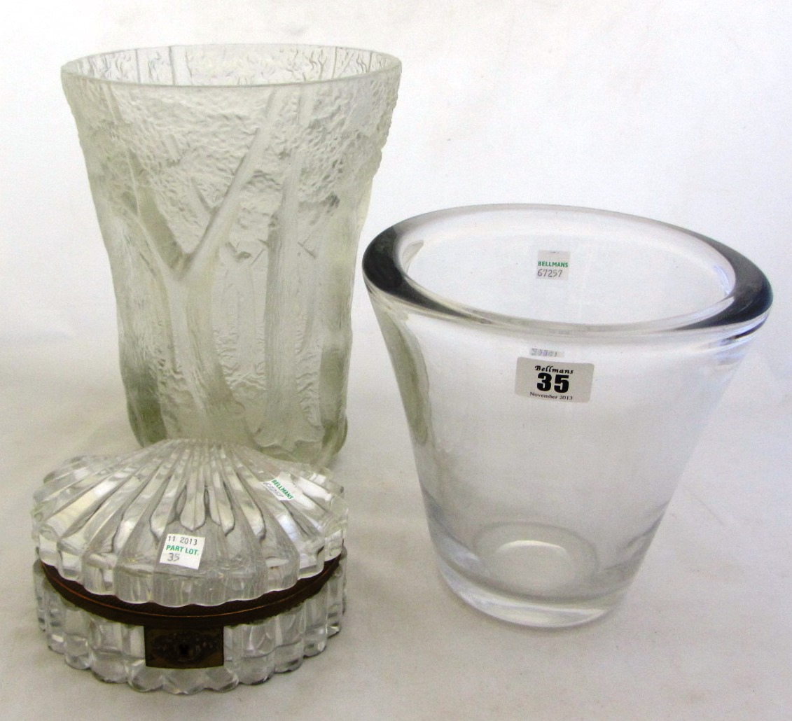 Appraisal: A Schneider clear glass vase of tapering cylindrical form detailed