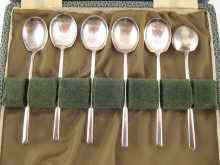 Appraisal: A boxed set of six silver demi tasse spoons hallmarked