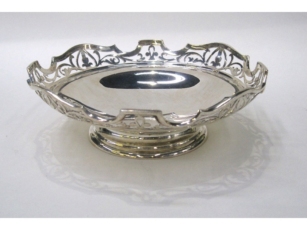 Appraisal: Silver pedestal bowl with pierced rim Sheffield