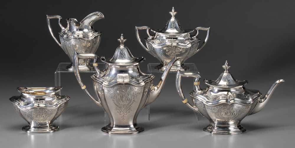 Appraisal: Five-Piece Sterling Tea Service American th century marks for Reed