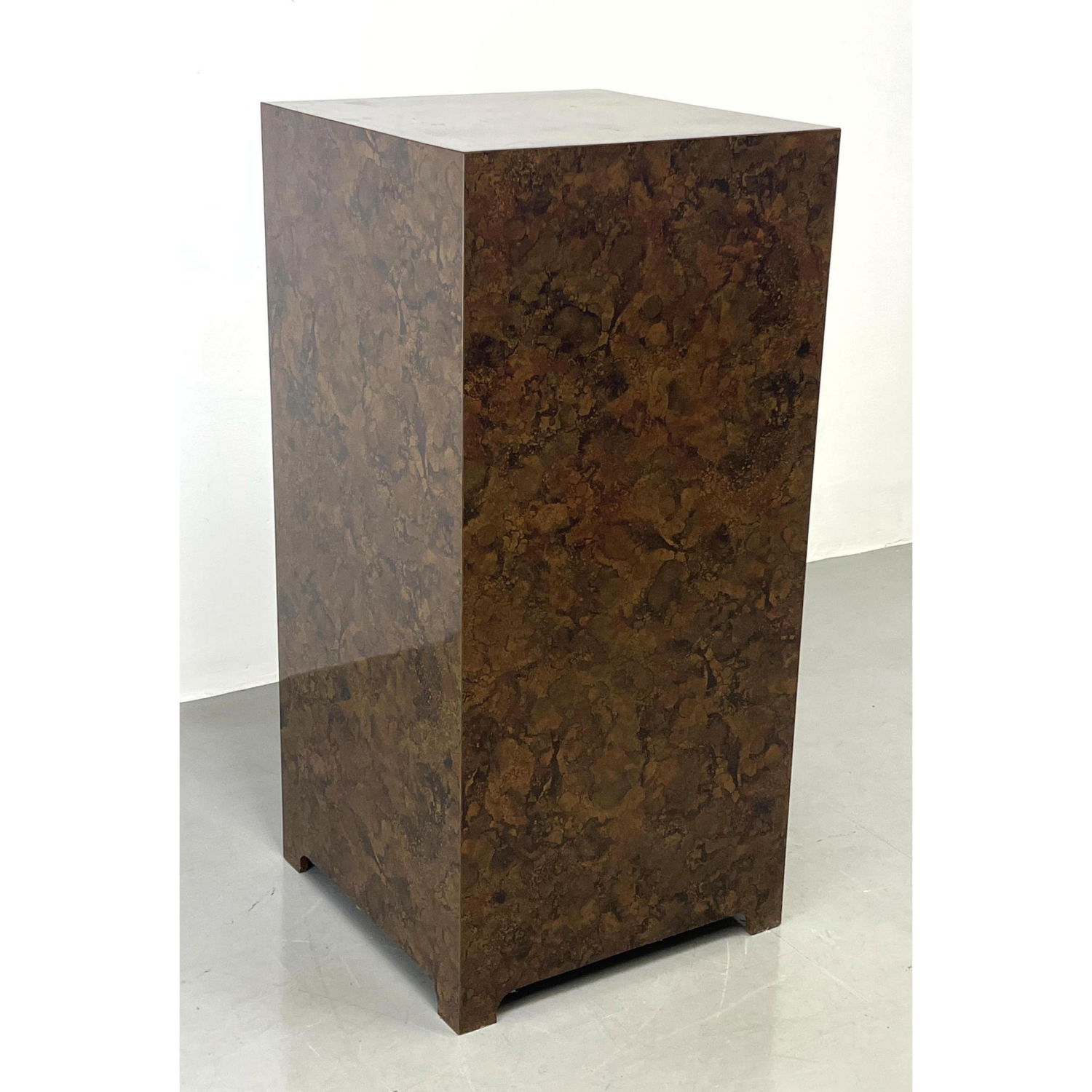 Appraisal: Faux Burl Wood Laminate Modern Display Pedestal Tall Square Column