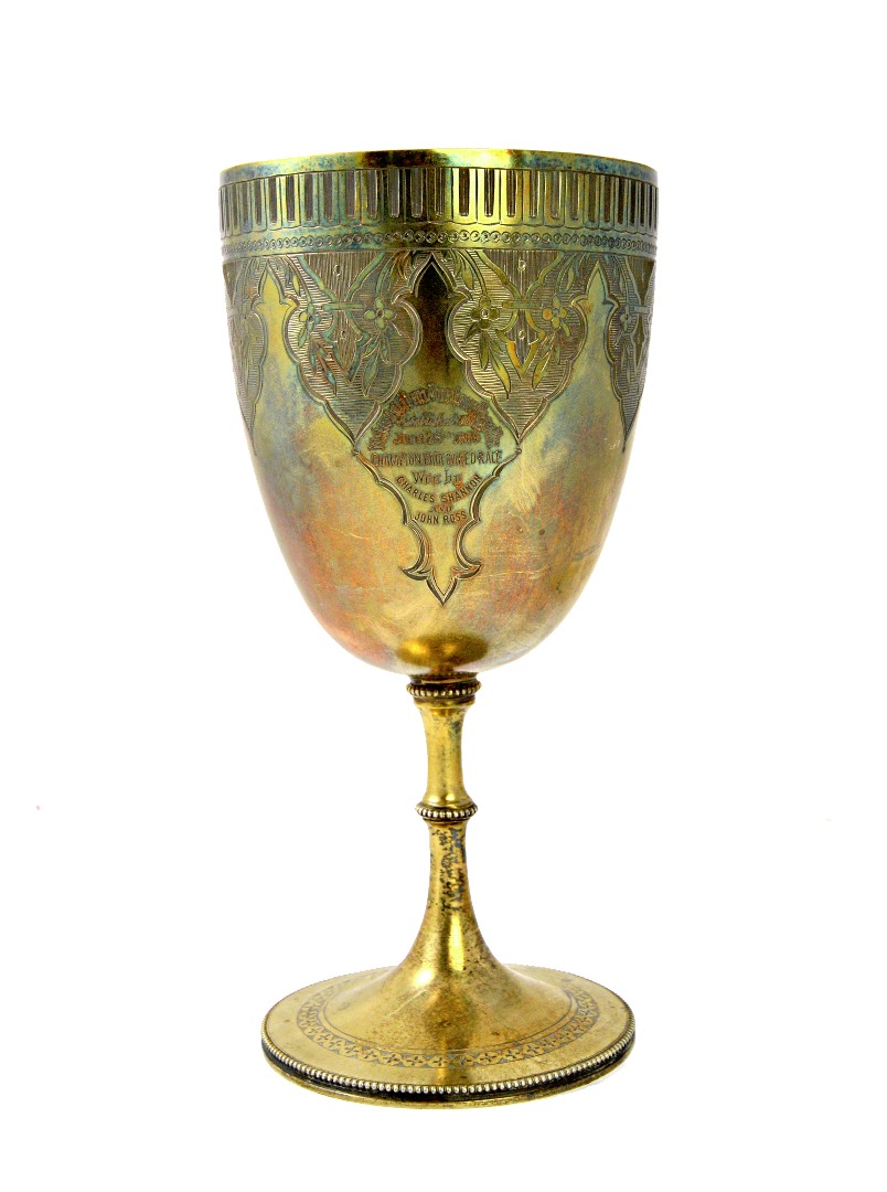 Appraisal: A Victorian silver trophy goblet presentation inscribed beneath an engraved