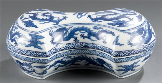 Appraisal: Chinese porcelain blue and white box with dragon design th