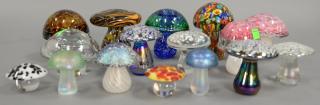 Appraisal: Sixteen art glass crystal and art glass mushrooms Glasform three