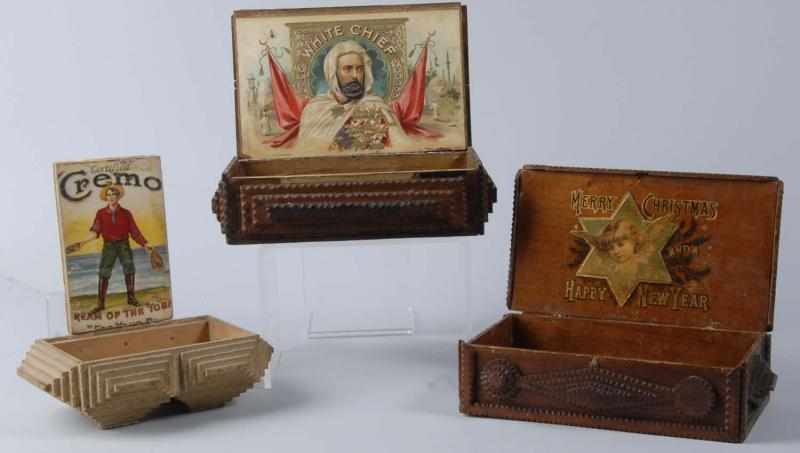 Appraisal: Lot of Tramp Art Boxes Description s Lovely workmanship Each