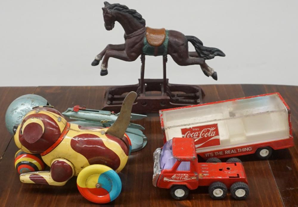 Appraisal: FOUR METAL TOYS INCLUDING COCA-COLA TRUCKFour Metal Toys Including Coca-Cola