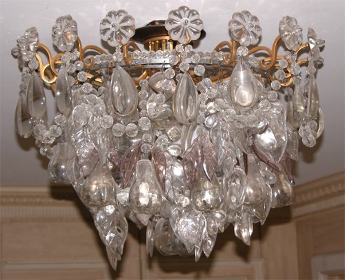 Appraisal: Title Fruit-Themed Pressed Glass Chandelier with interior bulbs Medium lighting