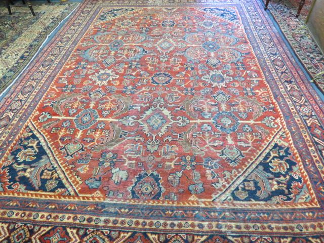 Appraisal: Mahal Persian Handmade Room Size Rug elaborate florals red field