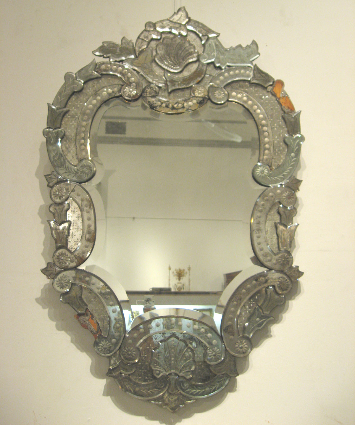 Appraisal: Pair of Venetian mirrors early th century Of cartouche shape