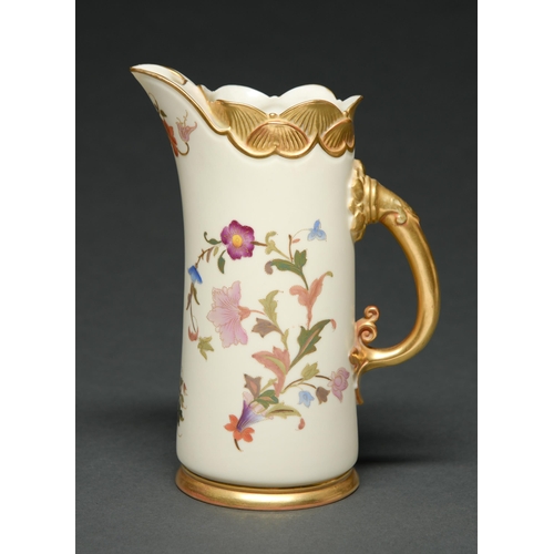 Appraisal: A Royal Worcester jug of tusk form decorated with flowers